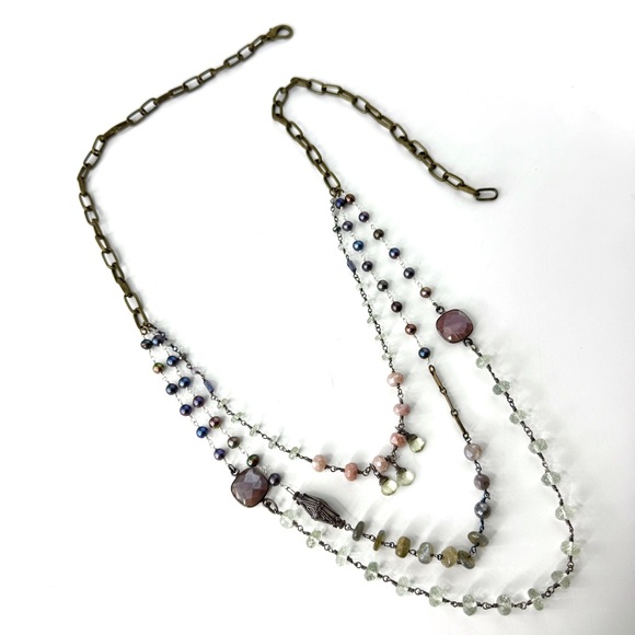 Sundance Inspired Boho Necklace, Fall Mixed Gemstone Necklace - Picture 5 of 6